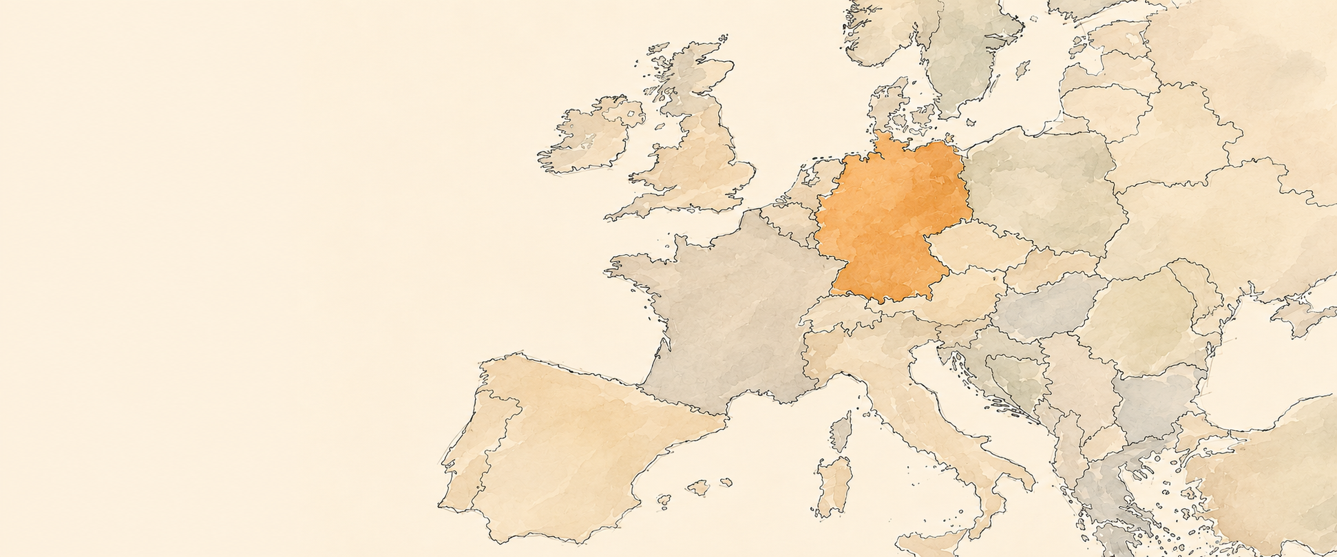 Mapa de la ruta de importación de vehículos entre Alemania y España